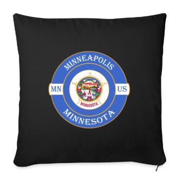 Minneapolis Minnesota Flag USA Souvenir Badge - Housse de coussin décorative 45 x 45 cm - noir - Devant