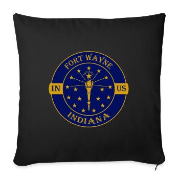 Fort Wayne Indiana Flag USA Travel Souvenir Badge - Housse de coussin décorative 45 x 45 cm - noir - Devant