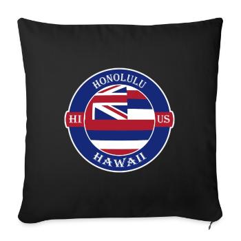 Honolulu Hawaii Flag USA Travel Souvenir Badge - Housse de coussin décorative 45 x 45 cm - noir - Devant