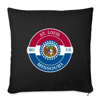 St. Louis Missouri Flag USA Travel Souvenir Badge - Sofa pillowcase 17,3'' x 17,3'' (45 x 45 cm) - black - Front