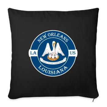 Badge souvenir du drapeau de la Nouvelle-Orléans Louisiane des États-Unis - Housse de coussin décorative 45 x 45 cm - noir - Devant
