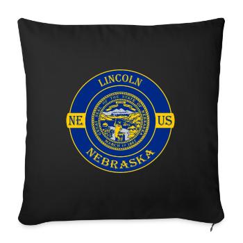 Lincoln Nebraska Flagge USA Reise Souvenir Abzeichen - Sofakissenbezug 45 x 45 cm - Schwarz - Vorne