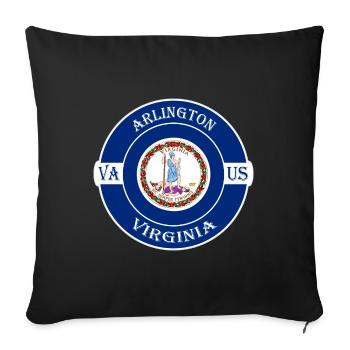 Arlington Virginia Flag USA Travel Souvenir Badge - Sofa pillowcase 17,3'' x 17,3'' (45 x 45 cm) - black - Front