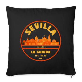 Emblème de la ligne d’horizon de Séville - Housse de coussin décorative 45 x 45 cm - noir - Devant