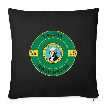 Tacoma Washington Flag USA Travel Souvenir Badge - Sofa pillowcase 17,3'' x 17,3'' (45 x 45 cm) - black - Front