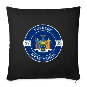 Yonkers New York Flagge USA Reise Souvenir Abzeichen - Sofakissenbezug 45 x 45 cm - Schwarz - Vorne