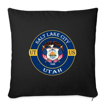 Salt Lake City Utah Flag USA Travel Souvenir Badge - Sofa pillowcase 17,3'' x 17,3'' (45 x 45 cm) - black - Front