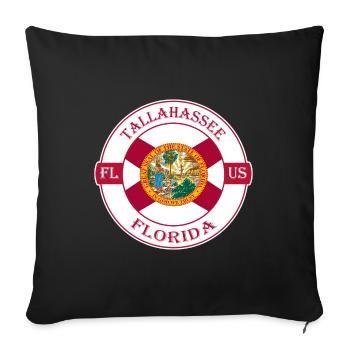 Tallahassee Florida Flag USA Travel Souvenir Badge - Sofa pillowcase 17,3'' x 17,3'' (45 x 45 cm) - black - Front