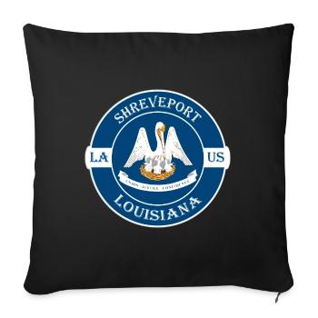 Shreveport Louisiana Flag USA Souvenir Badge - Housse de coussin décorative 45 x 45 cm - noir - Devant
