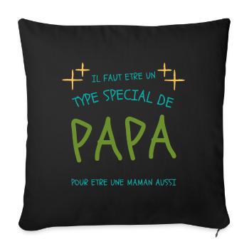 Papa spécial, maman aussi - Housse de coussin décorative 45 x 45 cm - noir - Devant