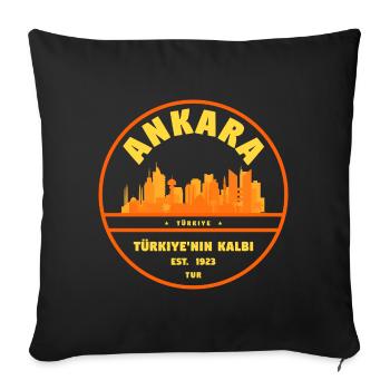 Ankara Skyline Retro Logo - Sofakissenbezug 45 x 45 cm - Schwarz - Vorne