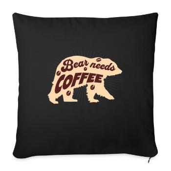 Café Ours Caféine Grain de café Matin grouch - Housse de coussin décorative 45 x 45 cm - noir - Devant