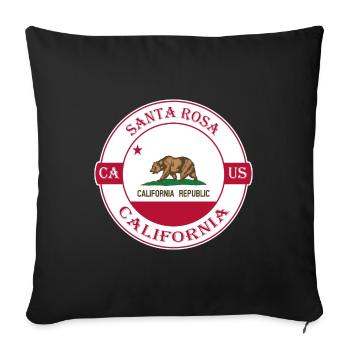 Santa Rosa California Flag USA Souvenir Badge - Sofa pillowcase 17,3'' x 17,3'' (45 x 45 cm) - black - Front