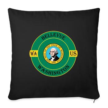 Bellevue Washington Flag USA Travel Souvenir Badge - Sofa pillowcase 17,3'' x 17,3'' (45 x 45 cm) - black - Front