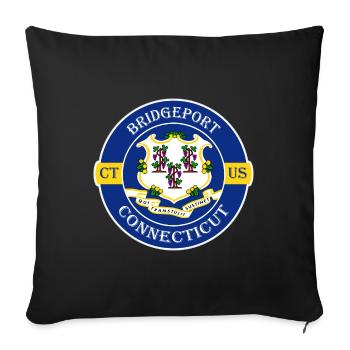 Bridgeport Connecticut Flag USA Souvenir Badge - Housse de coussin décorative 45 x 45 cm - noir - Devant