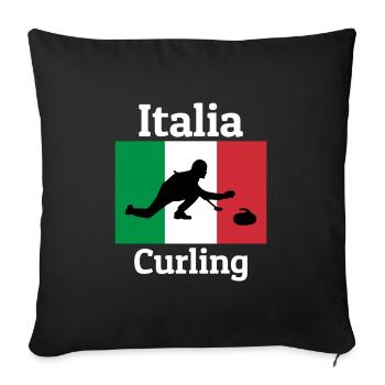 Drapeau italien Équipe de curling Sports de glace d’hiver Italia - Housse de coussin décorative 45 x 45 cm - noir - Devant