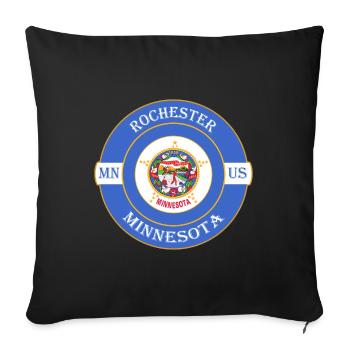 Rochester Minnesota Flag USA Travel Souvenir Badge - Sofa pillowcase 17,3'' x 17,3'' (45 x 45 cm) - black - Front