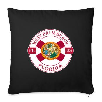 West Palm Beach Florida Flagge USA Souvenir Abzeichen - Sofakissenbezug 45 x 45 cm - Schwarz - Vorne