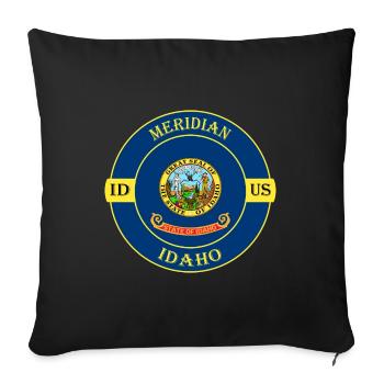 Meridian Idaho Flag USA Travel Souvenir Badge - Sofa pillowcase 17,3'' x 17,3'' (45 x 45 cm) - black - Front