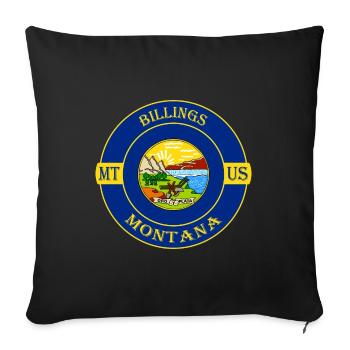 Billings ntana Flag USA Badge souvenir de voyage - Housse de coussin décorative 45 x 45 cm - noir - Devant