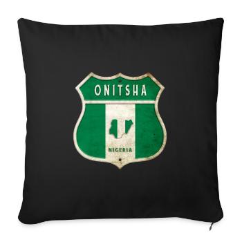 Design du drapeau d'Onitsha Nigeria - Housse de coussin décorative 45 x 45 cm - noir - Devant