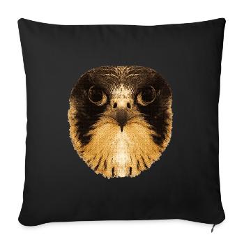 vögel für männer, Falkenkopf - Sofakissenbezug 45 x 45 cm - Schwarz - Vorne