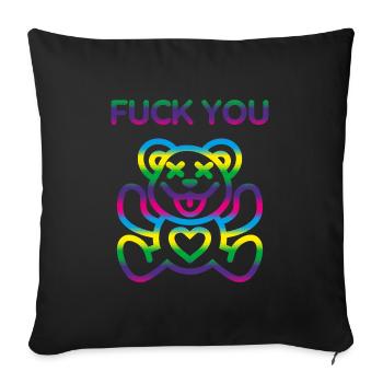 Mignon Rainbow Teddy Bear F*ck You - Housse de coussin décorative 45 x 45 cm - noir - Devant