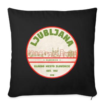 Ljubljana Vintage Stadtlogo Emblem - Sofakissenbezug 45 x 45 cm - Schwarz - Vorne