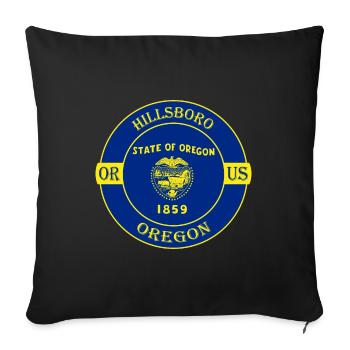 Hillsboro Oregon Flagge USA Reise Souvenir Abzeichen - Sofakissenbezug 45 x 45 cm - Schwarz - Vorne