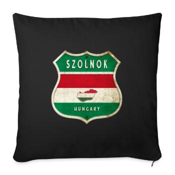 Design du drapeau de Szolnok (Hongrie) - Housse de coussin décorative 45 x 45 cm - noir - Devant
