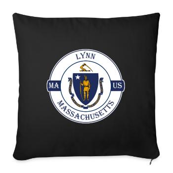 Lynn Massachusetts Flag USA Travel Souvenir Badge - Sofa pillowcase 17,3'' x 17,3'' (45 x 45 cm) - black - Front
