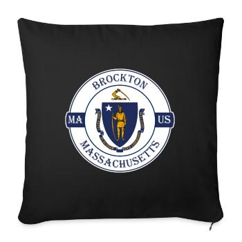Brockton Massachusetts Flag USA Souvenir Badge - Sofa pillowcase 17,3'' x 17,3'' (45 x 45 cm) - black - Front
