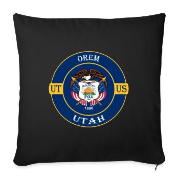 Orem Utah Flag USA Travel Souvenir Badge - Sofa pillowcase 17,3'' x 17,3'' (45 x 45 cm) - black - Front