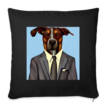 Gestionnaire de chien en costume drôles d’animaux hipsters - Housse de coussin décorative 45 x 45 cm - noir - Devant
