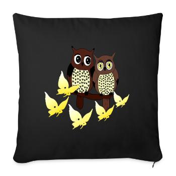 süße vögel baby, Eulenpaar, schmetterlinge - Sofakissenbezug 45 x 45 cm - Schwarz - Vorne