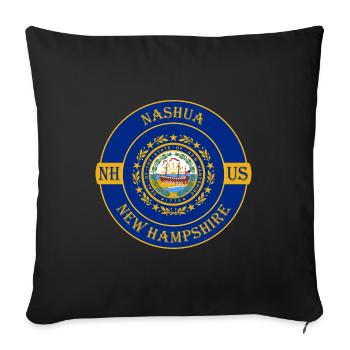 Nashua New Hampshire Flag USA Souvenir Badge - Sofa pillowcase 17,3'' x 17,3'' (45 x 45 cm) - black - Front