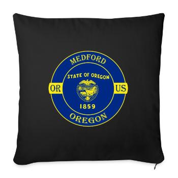 Medford Oregon Flagge USA Reise Souvenir Abzeichen - Sofakissenbezug 45 x 45 cm - Schwarz - Vorne