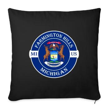 Farmington Hills Michigan Flag USA Souvenir de voyage - Housse de coussin décorative 45 x 45 cm - noir - Devant