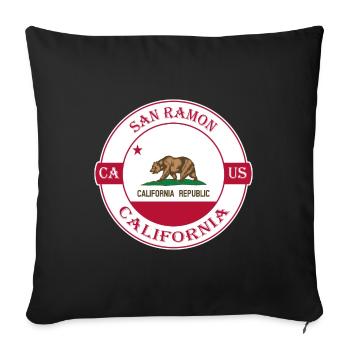 San Ramon California Flag USA Souvenir Badge - Sofa pillowcase 17,3'' x 17,3'' (45 x 45 cm) - black - Front
