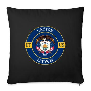 Layton Utah Flag USA Travel Souvenir Badge - Sofa pillowcase 17,3'' x 17,3'' (45 x 45 cm) - black - Front