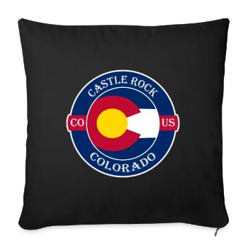 Castle Rock Colorado Flag USA Souvenir Badge - Housse de coussin décorative 45 x 45 cm - noir - Devant