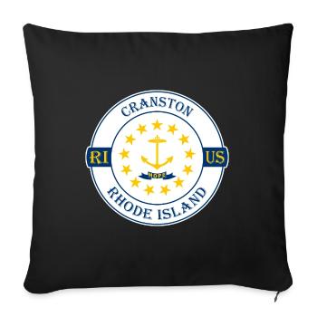 Cranston Rhode Island Flag USA Souvenir Badge - Housse de coussin décorative 45 x 45 cm - noir - Devant