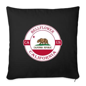 Bellflower California Flag USA Souvenir Badge - Housse de coussin décorative 45 x 45 cm - noir - Devant