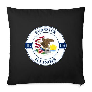 Evanston Illinois Flag USA Travel Souvenir Badge - Sofa pillowcase 17,3'' x 17,3'' (45 x 45 cm) - black - Front
