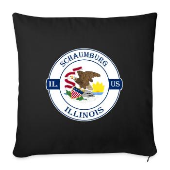 Schaumburg Illinois Flag USA Travel Souvenir Badge - Sofa pillowcase 17,3'' x 17,3'' (45 x 45 cm) - black - Front