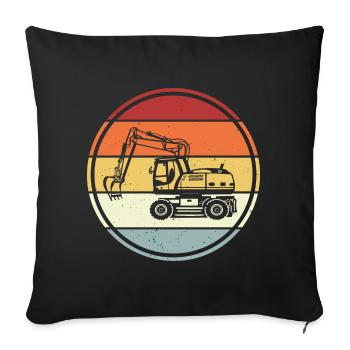 Excavator - Sofa pillowcase 17,3'' x 17,3'' (45 x 45 cm) - black - Front
