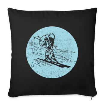 Ski - Ski holiday and skiing retro - Sofa pillowcase 17,3'' x 17,3'' (45 x 45 cm) - black - Front