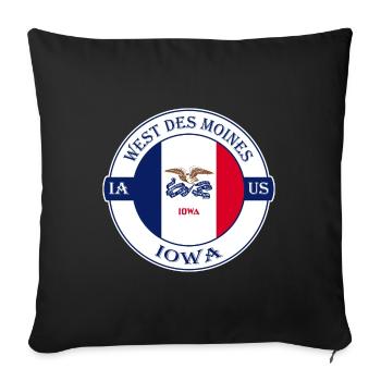 West Des ines Iowa Flag USA Souvenir Badge - Sofa pillowcase 17,3'' x 17,3'' (45 x 45 cm) - black - Front