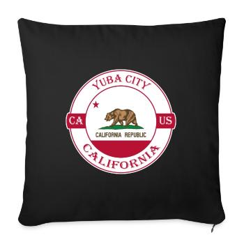 Yuba City California Flag USA Souvenir Badge - Housse de coussin décorative 45 x 45 cm - noir - Devant