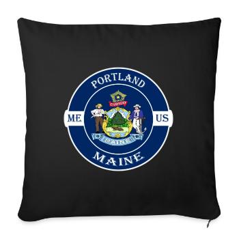 Portland Maine Flag USA Travel Souvenir Badge - Sofa pillowcase 17,3'' x 17,3'' (45 x 45 cm) - black - Front